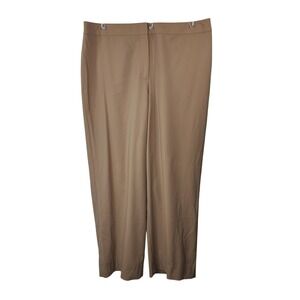 St John Khaki Woven Straight Leg High Rise Pants 14 Capsule Old Money Minimalist